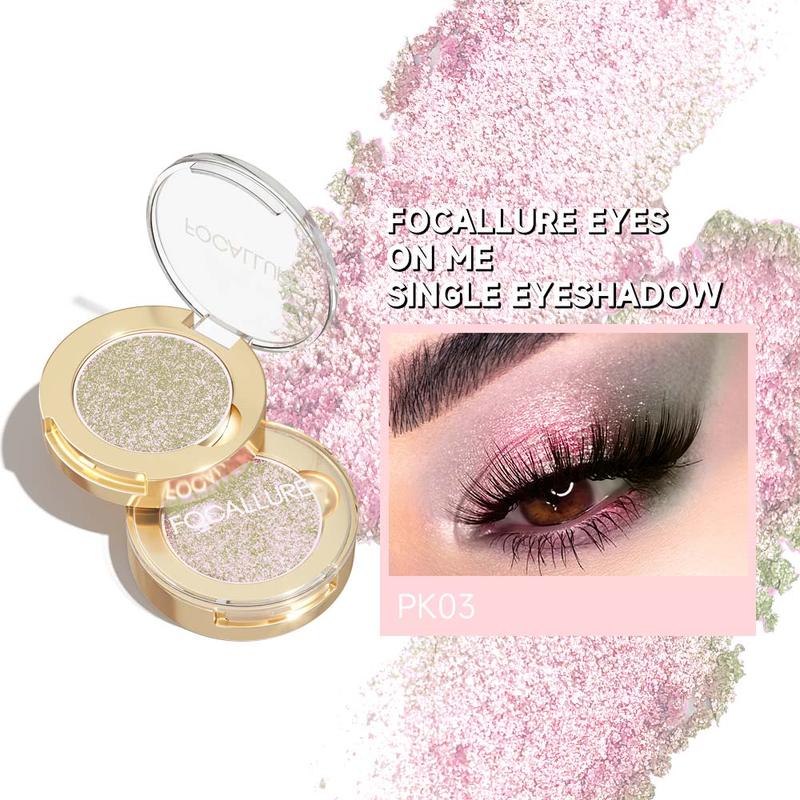 FOCALLURE Eyes On Me Pressed Powder Eyeshadow, Shimmery Eye Makeup & Highlight, Long-Lasting, High Pigmented Single Shade Eye Color, Glitter Finish, Hypoallergenic, BL01 Blue Sand