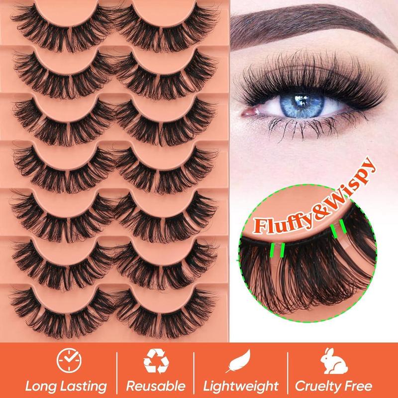 Fluffy Faux Eyelashes Eyelash Extension, 1 Set Natural Strip False Eyelashes Lash Extensions with Bond & Seal Stick, Summer Eye Cosmetic, Lash Extension Kit, Makeup Products, Christmas Gift