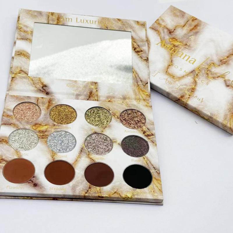 “I Am Luxurious” Neutral Duo Chrome, Iridescent, Glitter Shimmer Eyeshadow Palette by Adriana Nichole Cosmetics Makeup Matte