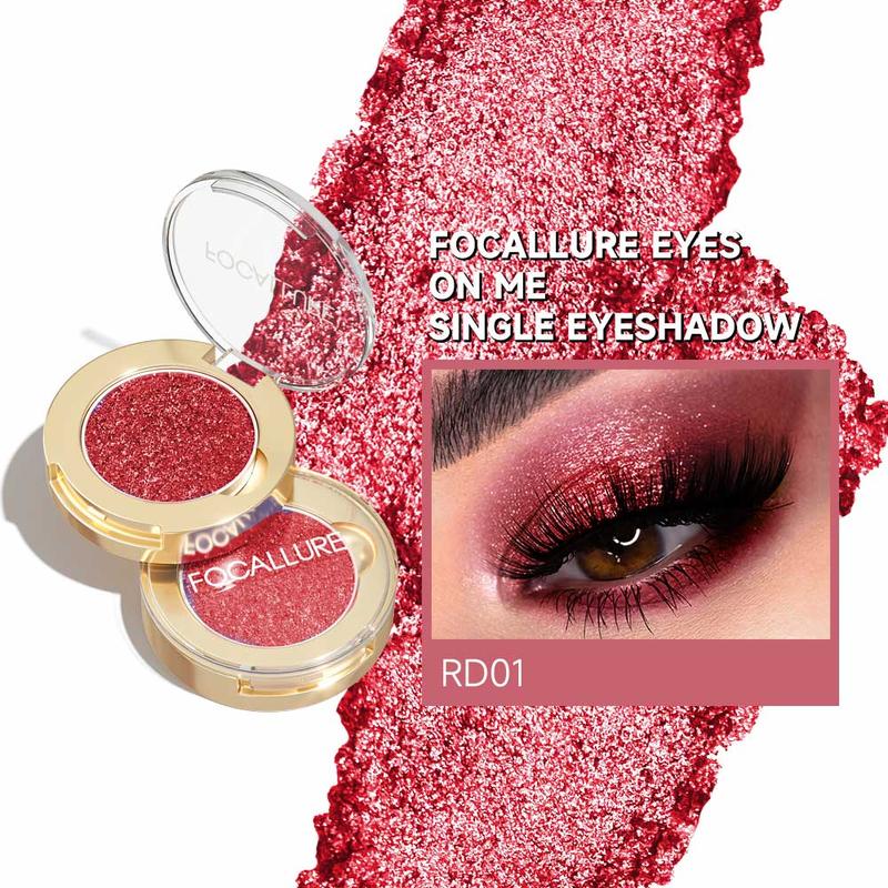 FOCALLURE Eyes On Me Pressed Powder Eyeshadow, Shimmery Eye Makeup & Highlight, Long-Lasting, High Pigmented Single Shade Eye Color, Glitter Finish, Hypoallergenic, BL01 Blue Sand