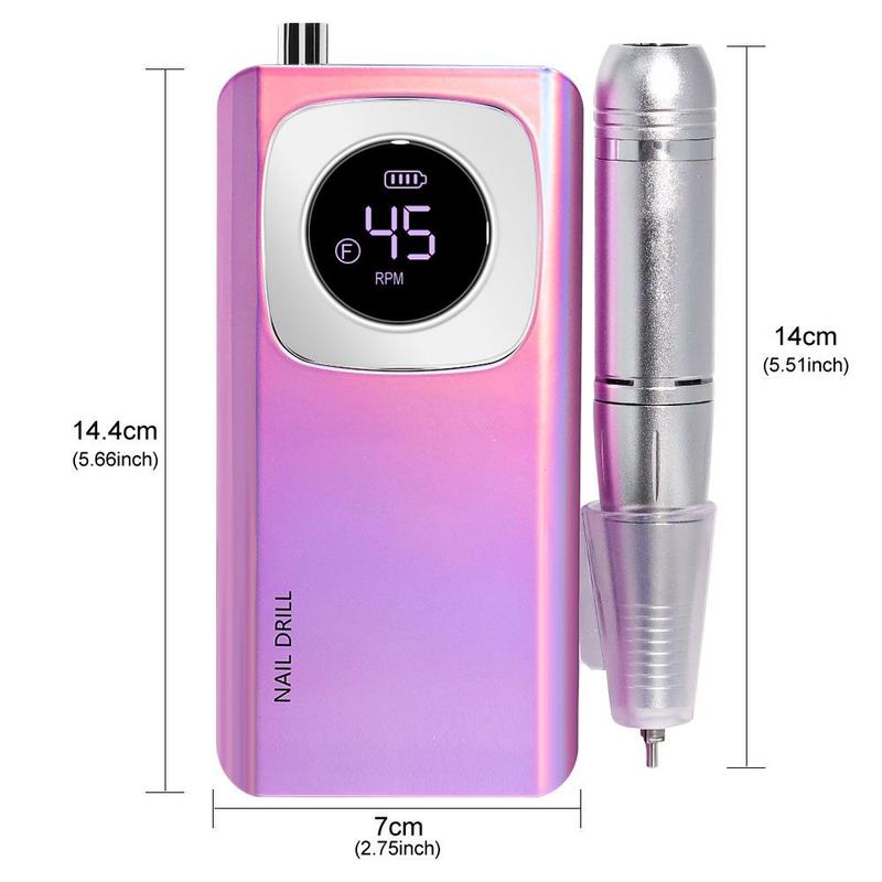 Professional Electric Nail Drill, 1 Box Portable Nail Drill for Hard Acrylic Nail Removal, Rechargeable Nail Drill Machine for Manicure and Pedicure Salon