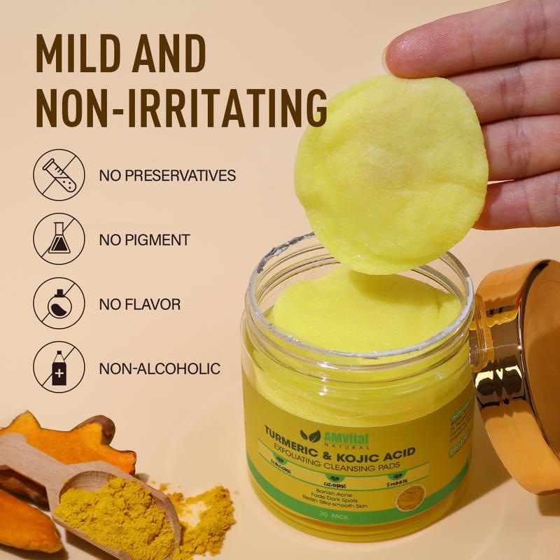 AMVital Turmeric Cleansing Pads with Kojic Acid for Dark Spots Facial Skincare Facial Skincare Acne Daily turmeric facial