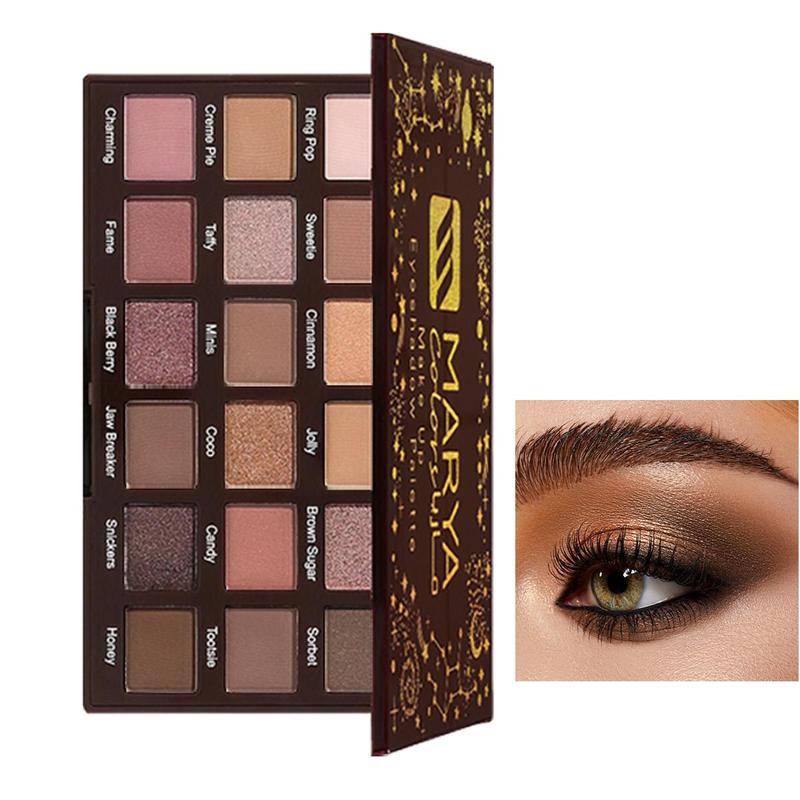 18 Color Eyeshadow Palette, 1 Box Matte & Glitter Eye Shadows Palette, Shimmering Eye Shadow Makeup Powder, High Pigmented Blendable Eye Makeup Products