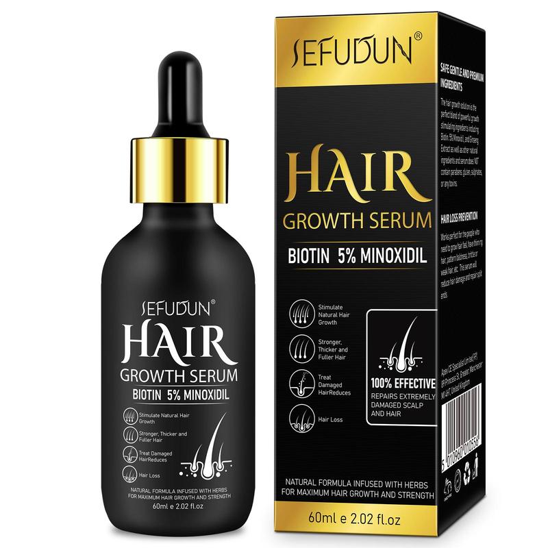 5% Minoxidil Hair Serum, Natural Formula Infused with Herbs, Strengthens Thickens and Fuller Hair, Suitable for Men and Women