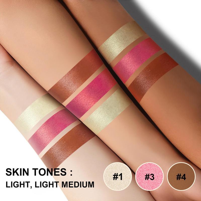 3Pcs Cream Contour Stick Makeup Kit, Cream Highlighter Stick and Bronzer Contour Stick with Longwear Waterproof Formula for Brightening and Trimming the Cheeks, Makeup Brush Include