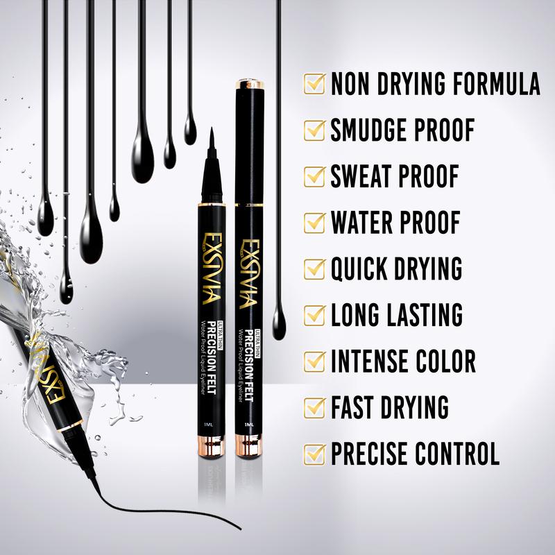 Exsivia Waterproof Premium Eyeliner Makeup for All-Day Wear, Deep Black Cosmetic Lipliner Eyeliner Pencil sweatproof eyeliner