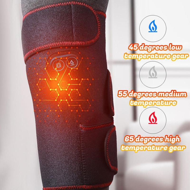 Heated Knee Brace Wrap, 3 Adjustable Heat and Vibration Knee Massager, Massaging Knee Pad