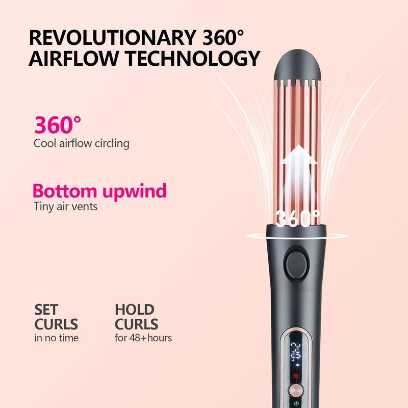 2 in 1 Dual Voltage Hair Curler & Straightener, Electric Fast Heating Hair Curling Iron with 3D Floating Ceramic Plate & 5 Speed Temperature Control