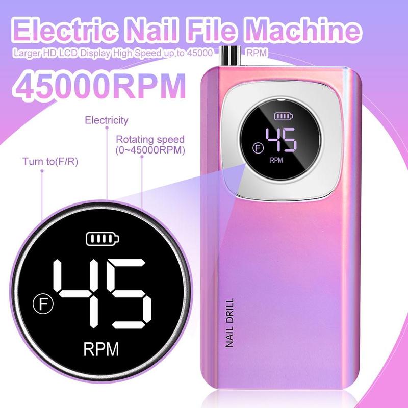 Professional Electric Nail Drill, 1 Box Portable Nail Drill for Hard Acrylic Nail Removal, Rechargeable Nail Drill Machine for Manicure and Pedicure Salon