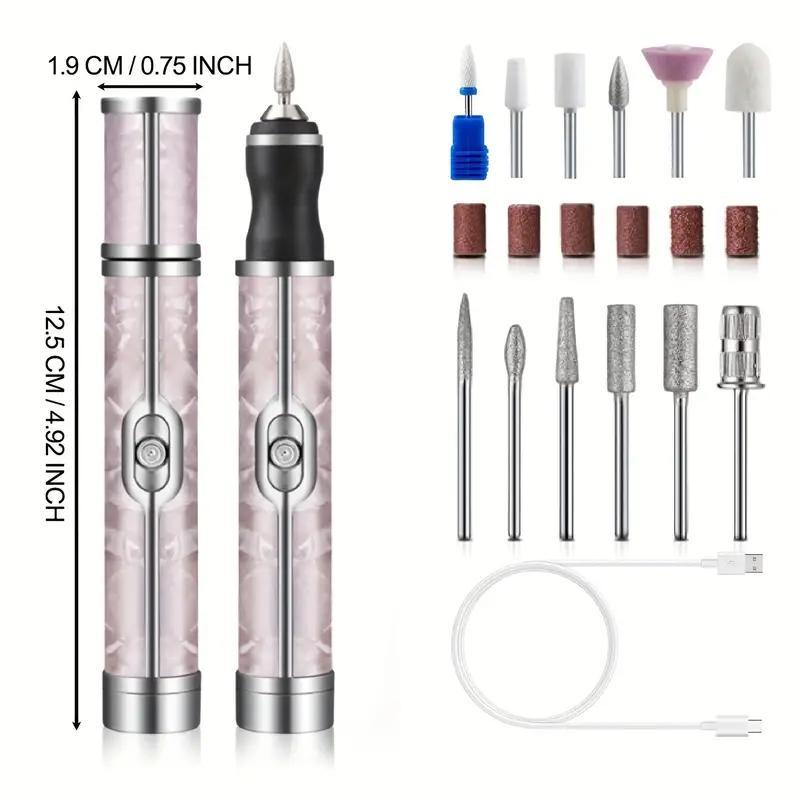 Professional Acrylic Nail Drill, 1 Set USB Electric Nail Drill with Accessories, Multifunctional Manicure Pedicure Polishing Nail Tools, Gift for Christmas