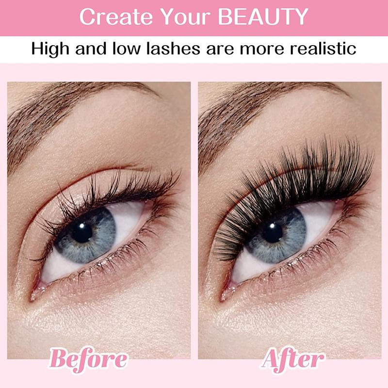 Mega volume lashes DIY Eyelash Extension Kit 240 Eyelash Kits Eyelash String D Curl 9-17mm 30-40D Individual Eyelashes with Eyelash Bonding and Sealing and Removal Eyelash Applicator Can be used at home Eyelash Extensions Makeup Salon Cosmetic Lash Glue