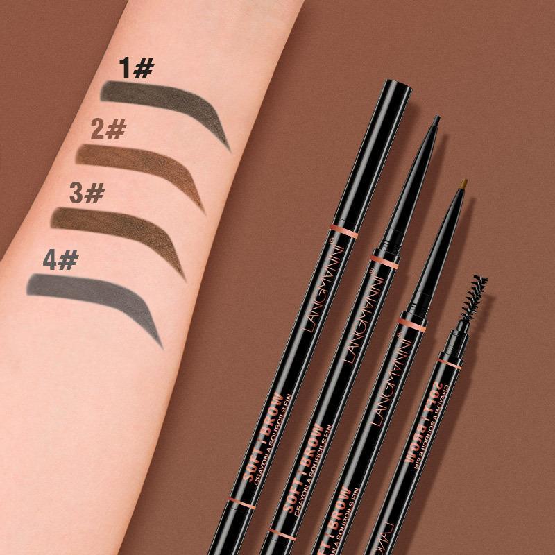 Double-ended Eyebrow Pencil & Eyebrow Brush, 1 Count Long Lasting Eyebrow Pencil & Brow Styling Brush, Sweat Proof High Pigmented Brow Shading & Filling Pencil, Makeup Product for Women & Girls