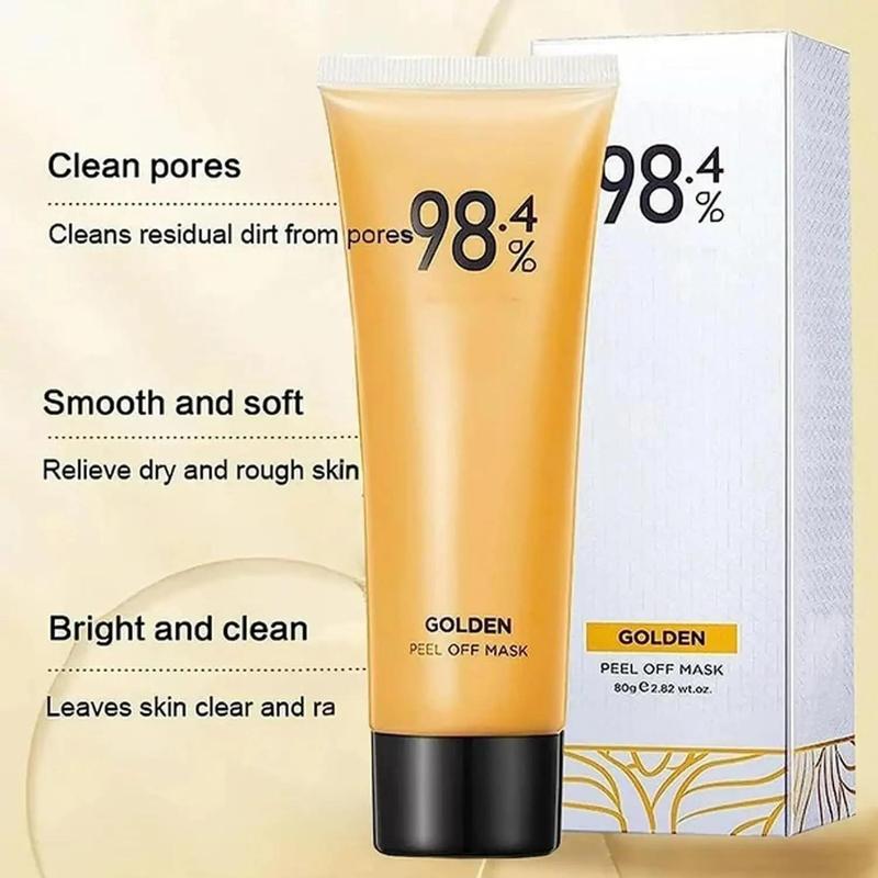 98.4% Gold Foil Peel-Off Mask, 2 Counts set Deep Cleansing & Nourishing Facial Mask with 2 Counts Brushes, Face Care Product for Women & Men