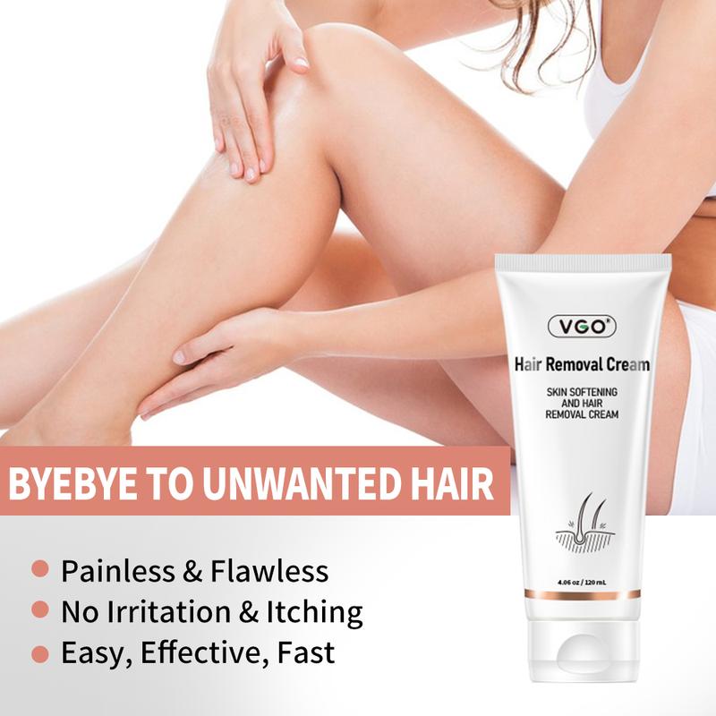 VGO Hair Removal Lotion Cream, 120ml   4.0oz Body Care Unisex-A2 Wax Gentle Jojoba Moisturizer Wipe Comfort Cosmetic