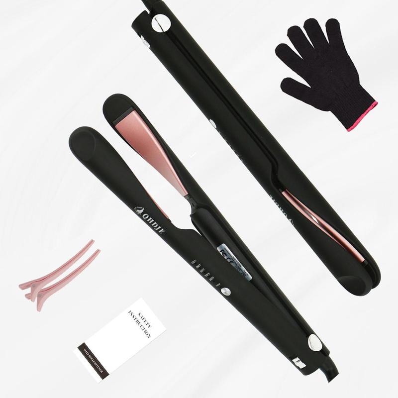 Curling Iron with Comfortable Grip, LED Intelligent Temperature Control Rotatable Electric Curling Iron with Clip & Insulated Glove for Women, Summer Gift