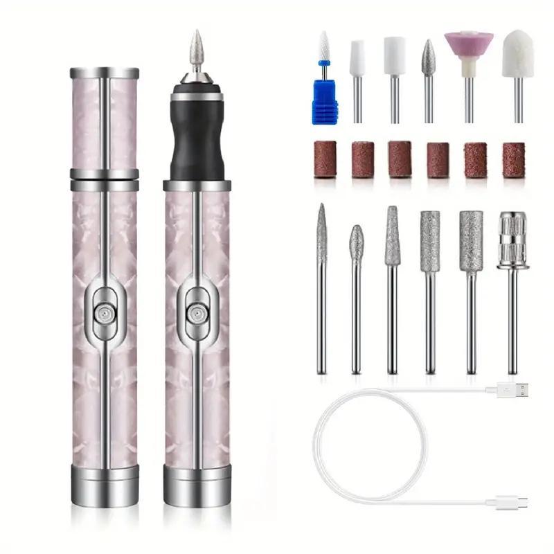 Professional Acrylic Nail Drill, 1 Set USB Electric Nail Drill with Accessories, Multifunctional Manicure Pedicure Polishing Nail Tools, Gift for Christmas