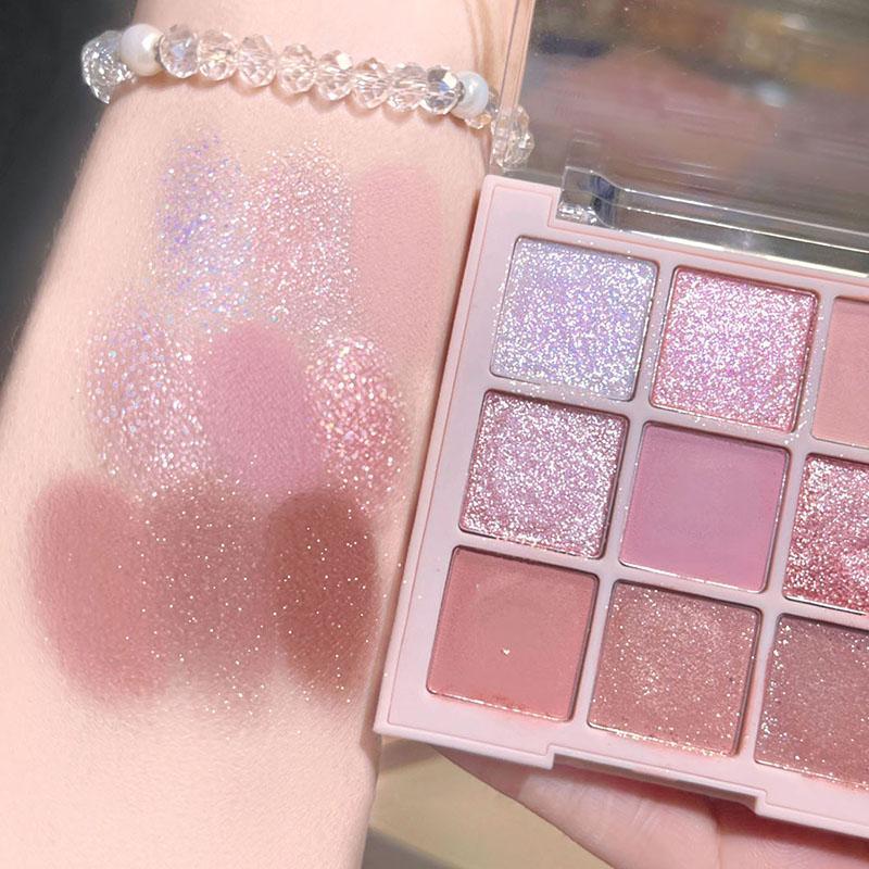 9 Colors Eyeshadow Palette, Matte and Glitter Eye Shadows Palette, Long Lasting Shimmering Eye Shadow Makeup Products, Eye Makeup Products, Christmas Gift