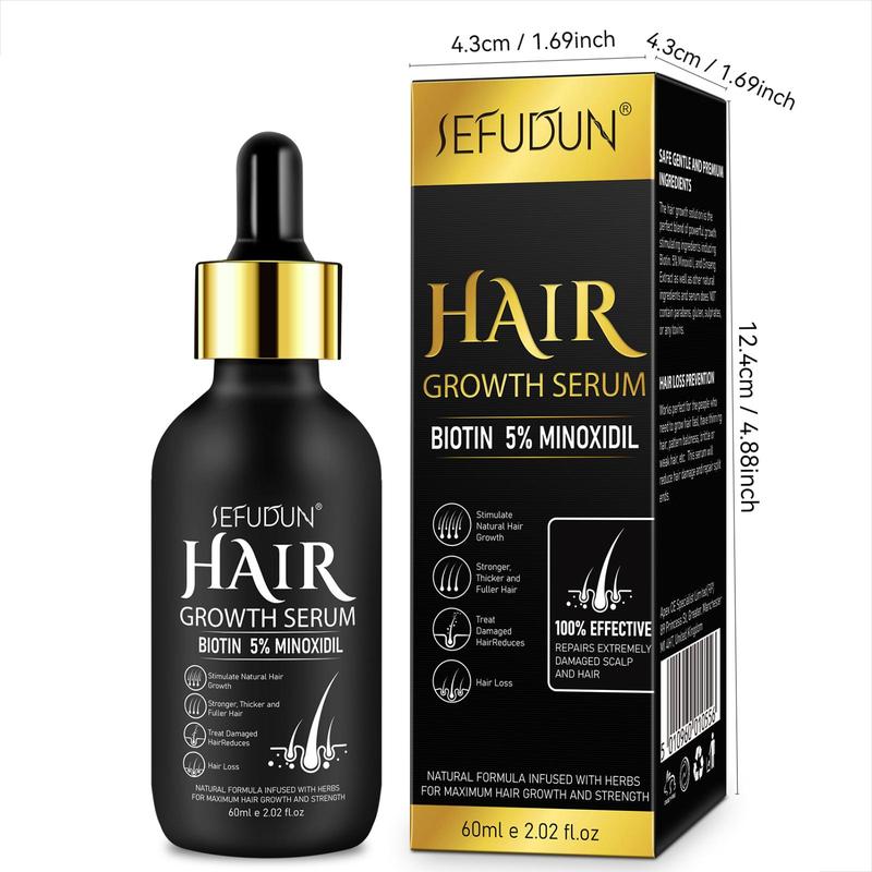 5% Minoxidil Hair Serum, Natural Formula Infused with Herbs, Strengthens Thickens and Fuller Hair, Suitable for Men and Women