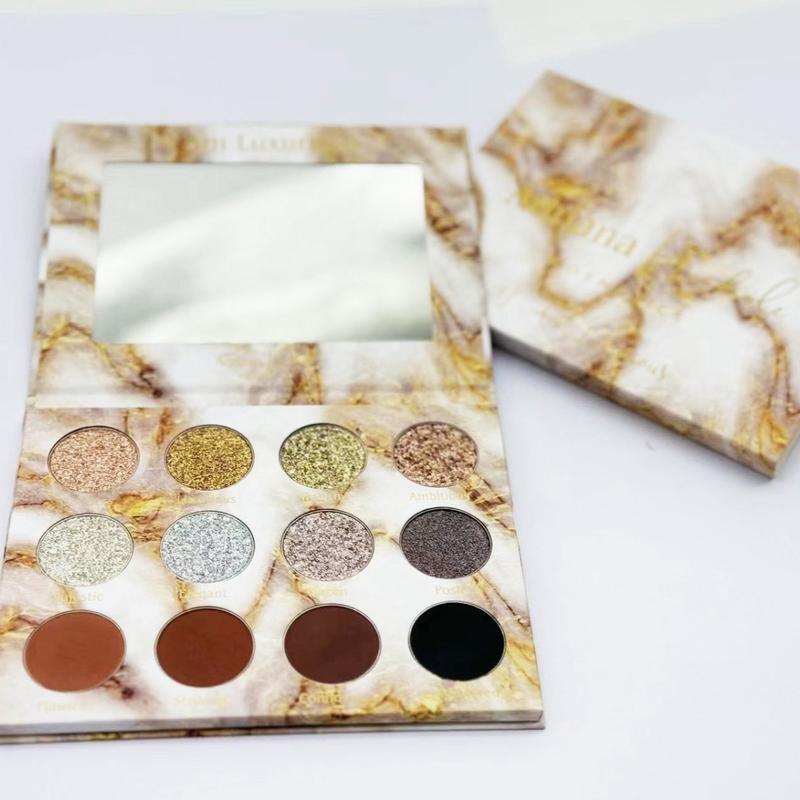 “I Am Luxurious” Neutral Duo Chrome, Iridescent, Glitter Shimmer Eyeshadow Palette by Adriana Nichole Cosmetics Makeup Matte