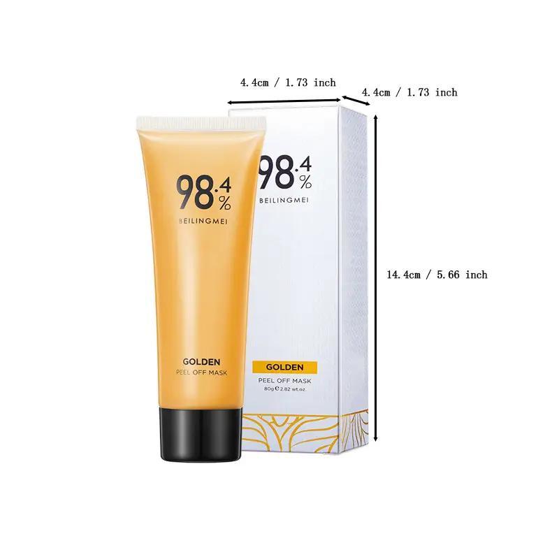 98.4% Gold Foil Peel-Off Mask, 2 Counts set Deep Cleansing & Nourishing Facial Mask with 2 Counts Brushes, Face Care Product for Women & Men