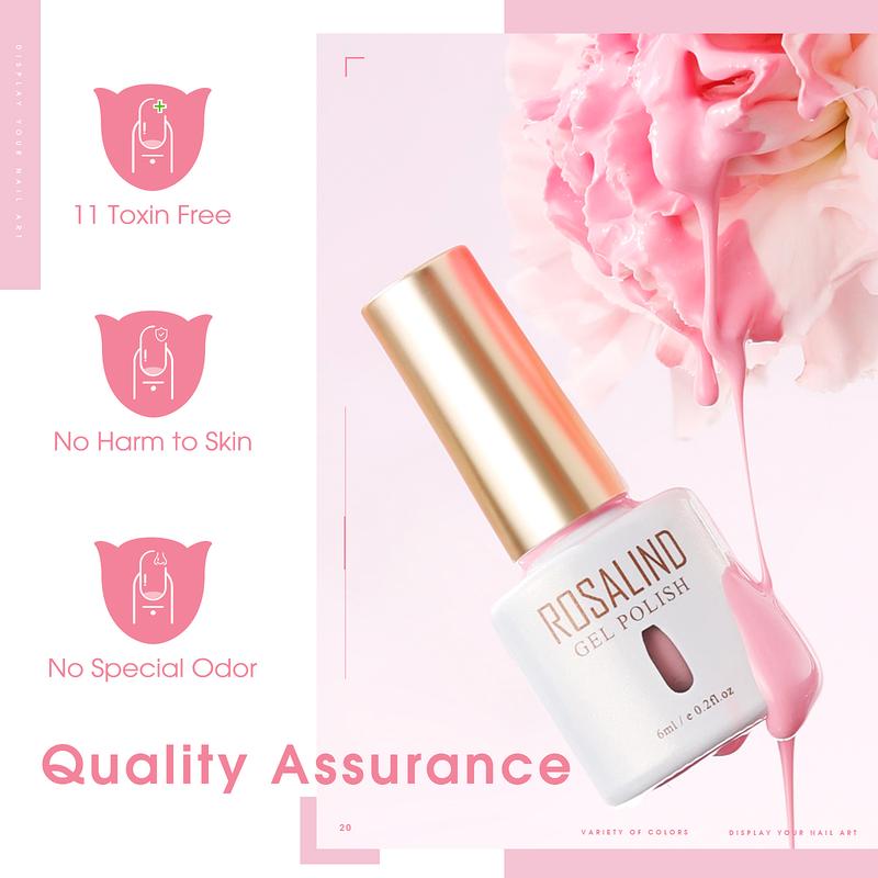 ROSALIND Pink Purple Gel Nail Polish Set, 20 PCS White Pink Gel Polish Collection Silver Glitter Pink Nail Gel Polish for Nail Art Starter Set Manicure gel nailpolish uv nail gel color uv gelpolish Nail Care