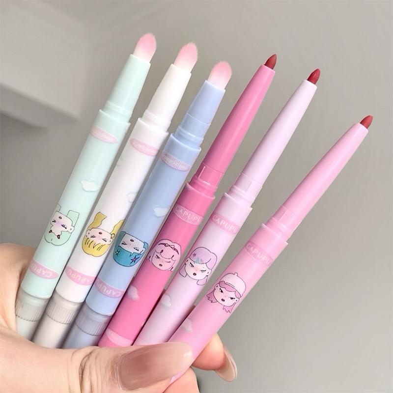 Long Lasting Lip Liner Set, 6 Counts set Waterproof Lip Liner Pencil with Brush, Easy Coloring Lip Liner Pen, Suitable for All Occasions Lip Makeup