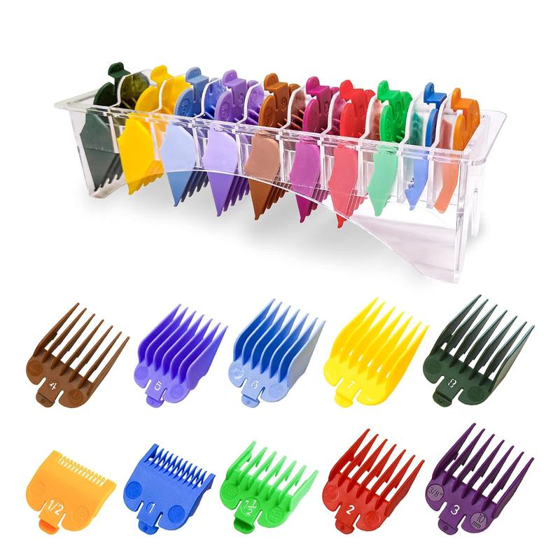 10 Professional Hair Clipper Comb, Cutting Guides Fits for Clippers with Organizer, Color Coded Clipper Combs Replacement - 1 16