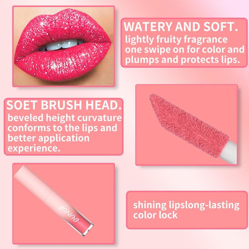 Long Lasting Lipstick, Matte Lip Glitter Lip Glaze Stick, Tinted Hydrating Lip Gloss, Glossy Plumping Lip Oil Lip Stick for Women & Girls, Lip Cosmetics