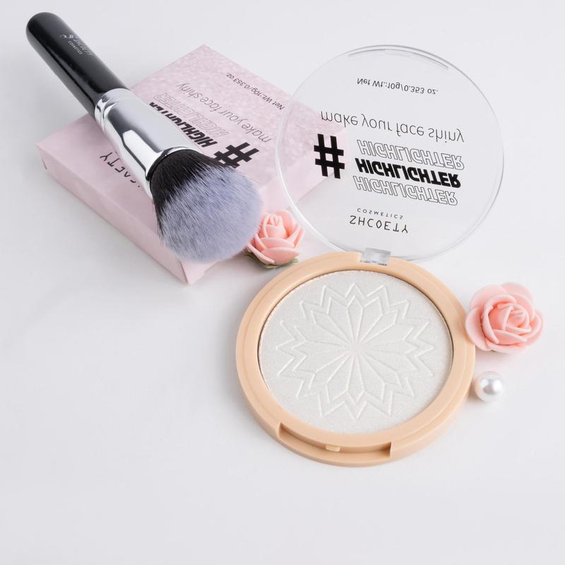 Highlighter Powder Palette with Brush, Long Lasting Shimmering Makeup Palette, Makeup Set for Women & Girls, Cosmetic Product for Daily Use