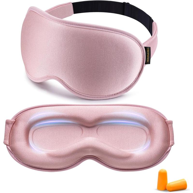 Sleep Mask for Women Men - 3D Contoured Cup, Weighted Sleep Mask, Light Blocking,  Eye Mask for Sleeping, Soft Memory Foam, Night Shift Nurse, Travel, and Long Flight Essentials(Pink)