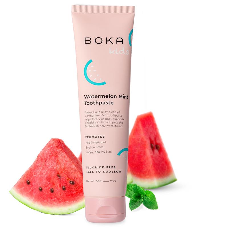 Watermelon Mint n-Ha Toothpaste for Safe-to-Swallow Oral Care boka  toothpaste flouride  free Daily