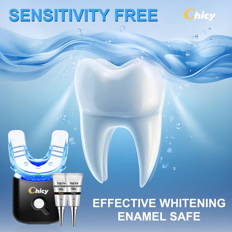 CHICY Original Teeth Whitening Kit Advanced Home Dental Whitening System with LED Light,No Sensitive gum and Enamel Safe Effective Tooth Stain Remover Whiter in 7 Days.