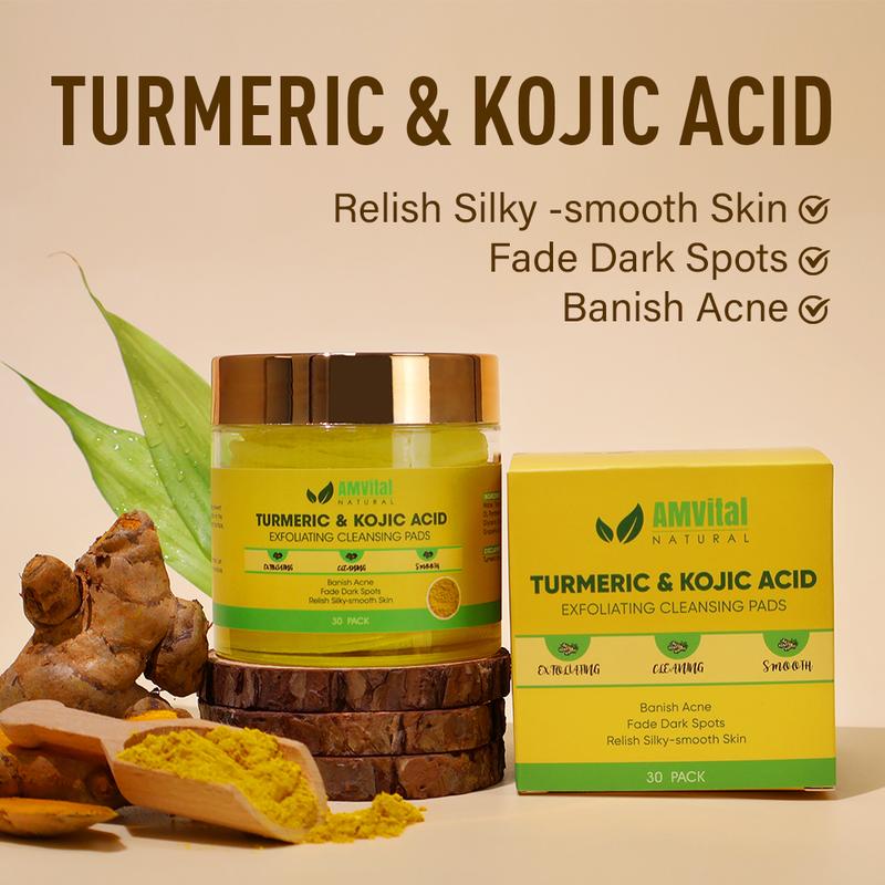 AMVital Turmeric Cleansing Pads with Kojic Acid for Dark Spots Facial Skincare Facial Skincare Acne Daily turmeric facial