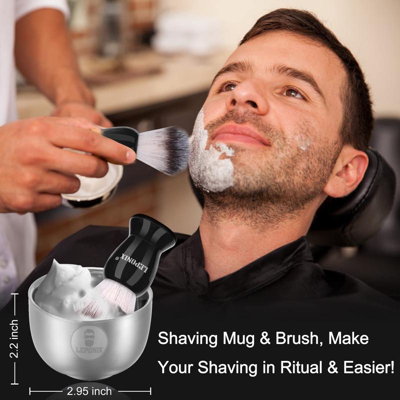 Straight Razor Shaving Kit, Includes 2 Packs Shaving Soap, Straight Edge Razor, Shaving Cream,Shaving Brush and Shaving Bowl Shaving Unique Gifts Set Stocking Stuffers for Men Him Dad (Sweat Orange)