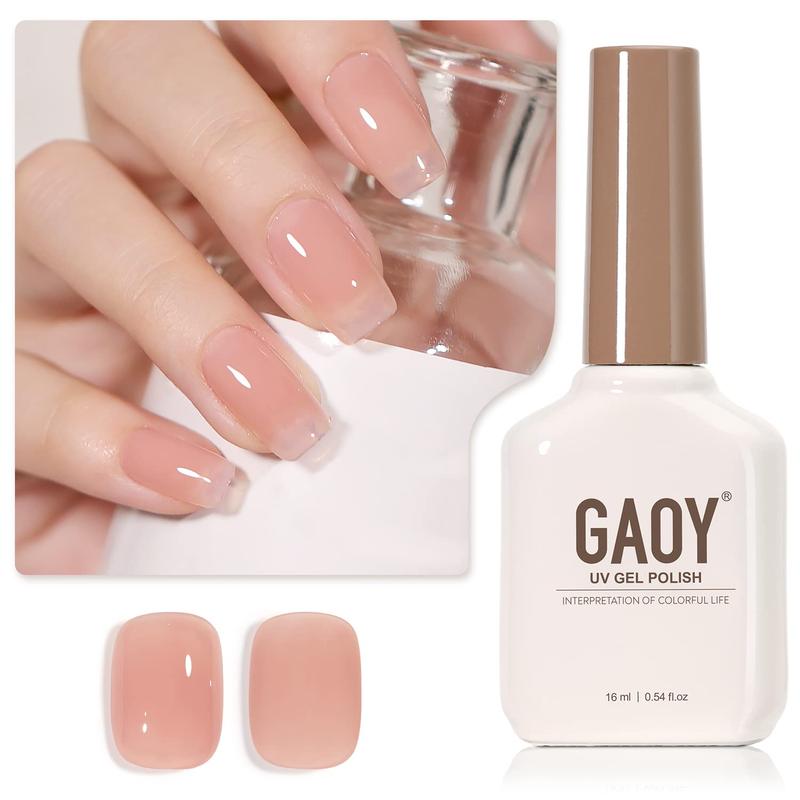 GAOY 1301 Sheer Nude Gel Nail Polish, 16ml Jelly Natural Pink Translucent UV Light Cure Gel Polish for Nail Art DIY Manicure and Pedicure at Home