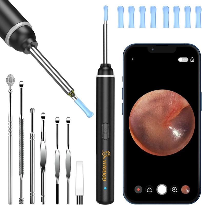 VITCOCO Ear Wax Removal Kit Ear Camera 1920P HD Ear Wax Removal Tool Ear Cleaner Otoscope with 6 LED Lights, 3mm Visual Ear Scope for iPhone iPad Android