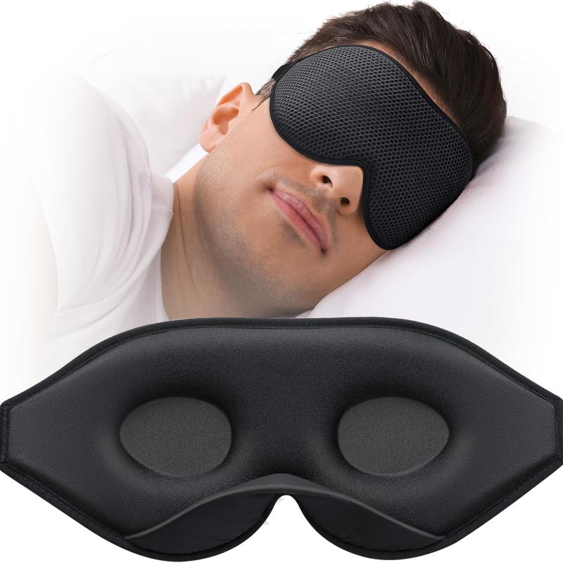 Soothing Sleep Mask, Eye Mask for Sleeping, Women Men Side Sleeper, 3D Contoured Cup No Eye Pressure 100% Blocking Light Sleeping Mask with Adjustable Strap Blindfold Yoga, Traveling, Nap Foam Lightweight