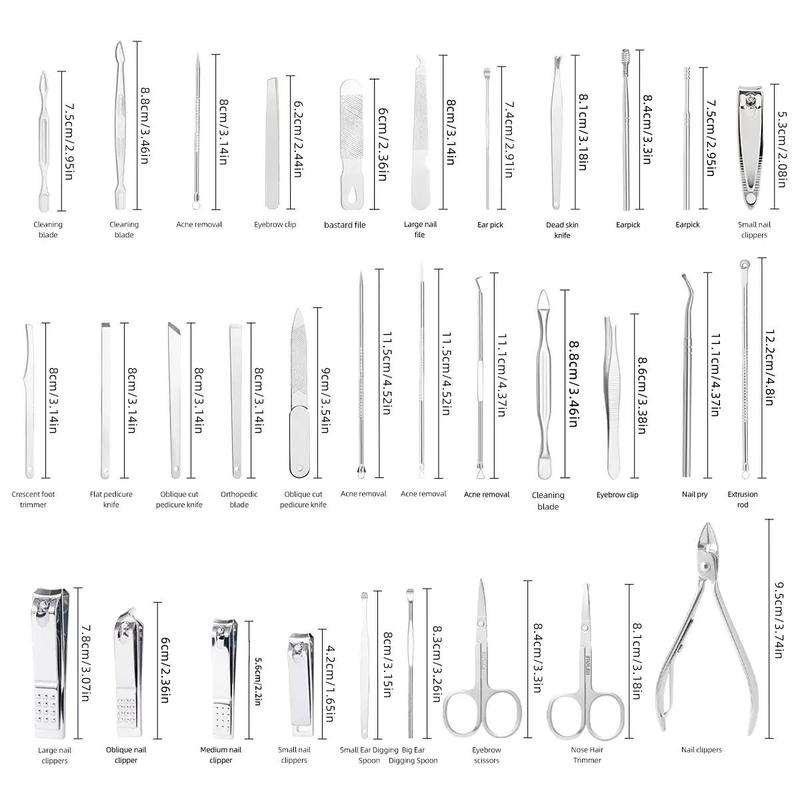 Professional Manicure Set with Storage Case, 32pcs Summer Portable Multi-functional Nail Grooming Set Pedicure Care Tools, Nail Cutter Kit Wallet, Nail Kits, Fall Gift, Nail Transitions, Christmas Gift