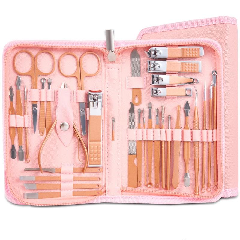 Professional Manicure Set with Storage Case, 32pcs Summer Portable Multi-functional Nail Grooming Set Pedicure Care Tools, Nail Cutter Kit Wallet, Nail Kits, Fall Gift, Nail Transitions, Christmas Gift