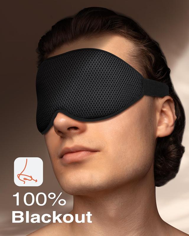 Soothing Sleep Mask, Eye Mask for Sleeping, Women Men Side Sleeper, 3D Contoured Cup No Eye Pressure 100% Blocking Light Sleeping Mask with Adjustable Strap Blindfold Yoga, Traveling, Nap Foam Lightweight