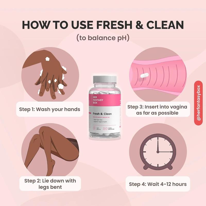 Her Fantasy Box Fresh & Clean pH Restore Vaginal Suppositories - Natural Vaginal Health Support for pH Balance, Odor Control, and Comfort