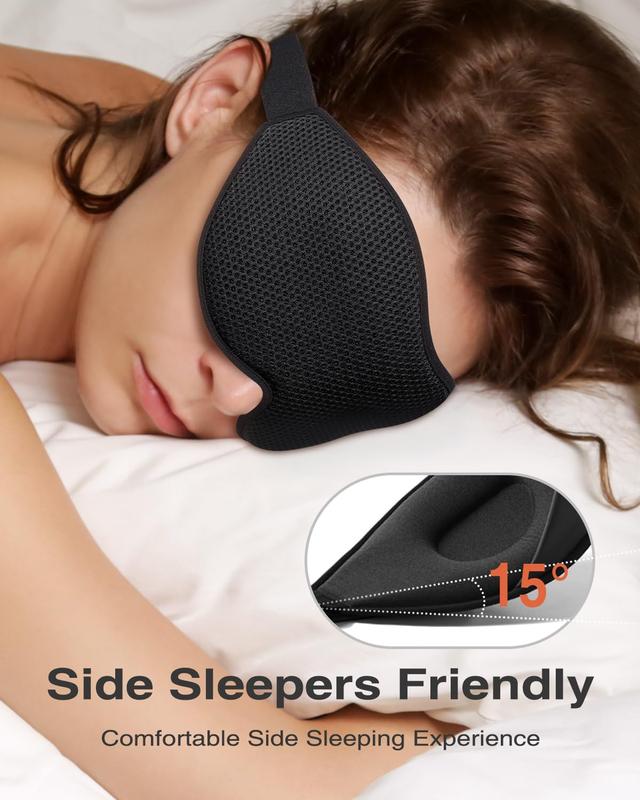 Soothing Sleep Mask, Eye Mask for Sleeping, Women Men Side Sleeper, 3D Contoured Cup No Eye Pressure 100% Blocking Light Sleeping Mask with Adjustable Strap Blindfold Yoga, Traveling, Nap Foam Lightweight