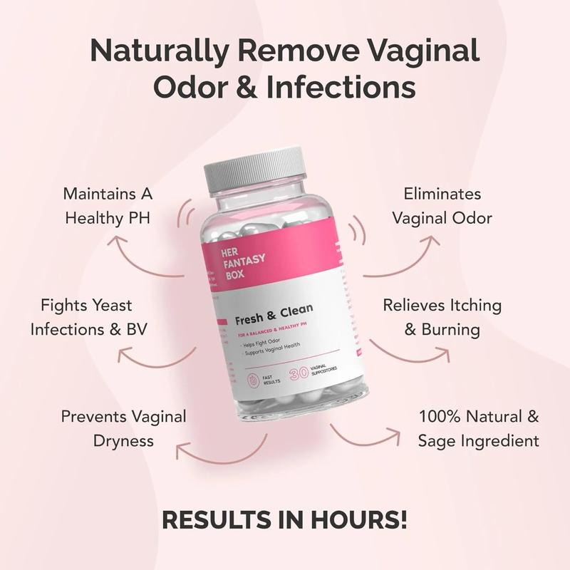 Her Fantasy Box Fresh & Clean pH Restore Vaginal Suppositories - Natural Vaginal Health Support for pH Balance, Odor Control, and Comfort