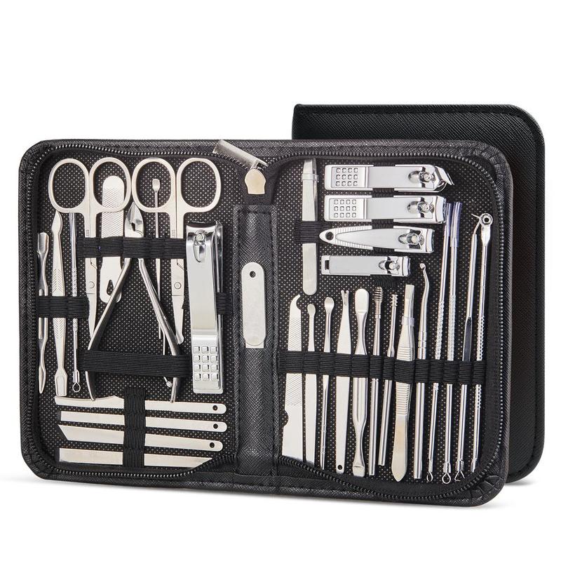 Professional Manicure Set with Storage Case, 32pcs Summer Portable Multi-functional Nail Grooming Set Pedicure Care Tools, Nail Cutter Kit Wallet, Nail Kits, Fall Gift, Nail Transitions, Christmas Gift