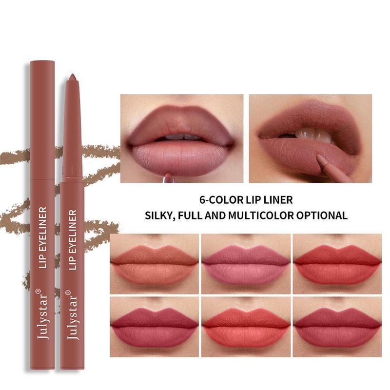 Long Lasting Lip Liners, 6pcs set Waterproof Lip Liners, Easy Coloring Lip Liner Pens, Moisturizing Matt Finish Lip Liners