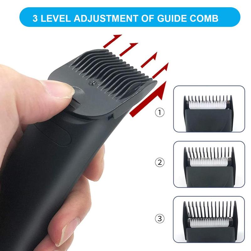 Portable Electric Hair Trimmer, Rechargeable Hair Shaver with LED Light & Ceramic Blade Head, Body Hair Trimmer for Men