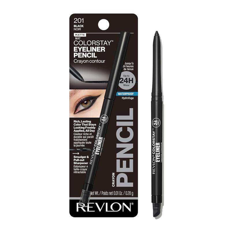 Revlon Colorstay Pencil Waterproof Eyeliner, Smudge-Proof, Eye Makeup with Built-In Sharpener, Packaging May Vary, 201 Black, 0.01 Oz Revlon