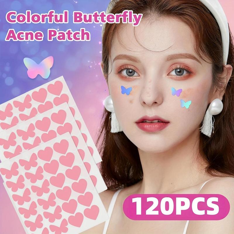 Butterflies And Hearts Shaped Cover Patches, 120pcs Hydrocolloid Cleaning Patches For Acne-prone Skin