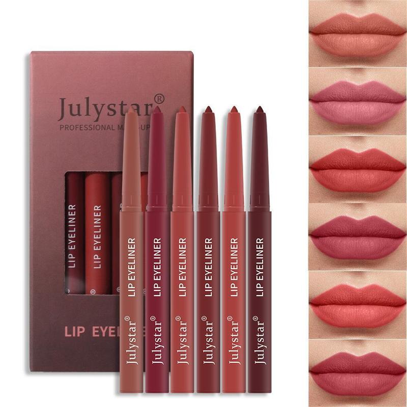 Long Lasting Lip Liners, 6pcs set Waterproof Lip Liners, Easy Coloring Lip Liner Pens, Moisturizing Matt Finish Lip Liners