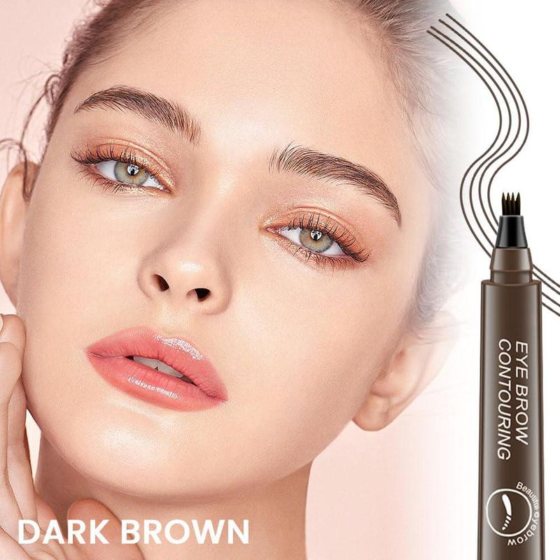 Eyebrow Pencil Microblading PenMicro 4 Point Brow Pen MakeupLongLasting Waterproof & SmudgeproofNatural Eyebrow Hair Dark BrownGift